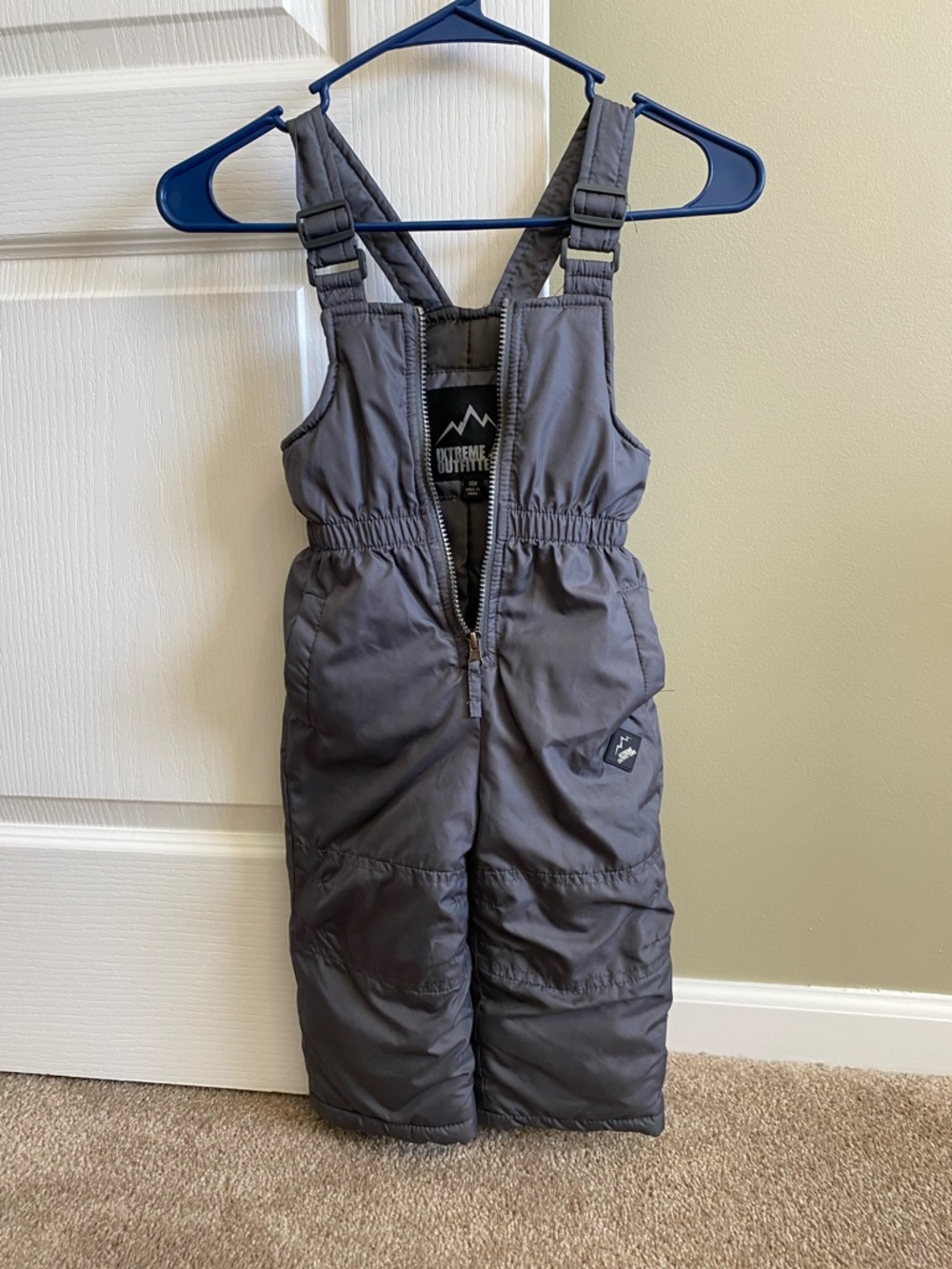 Kids Gray Snow Overalls Bib with Adjustable Straps